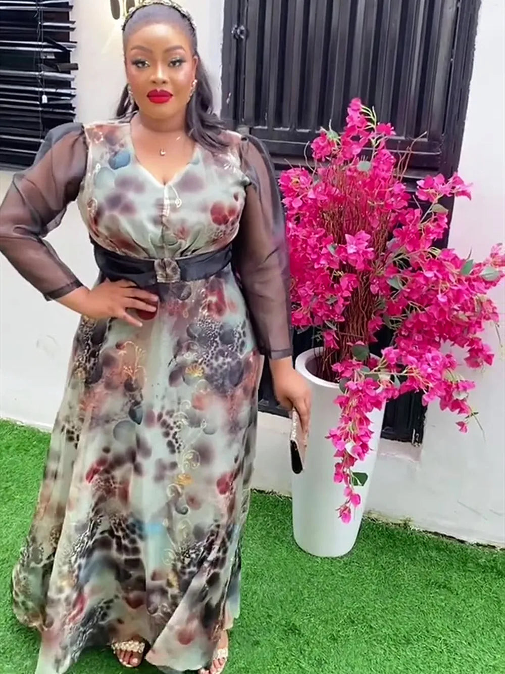 Plus Size African Ankara Wedding Dress