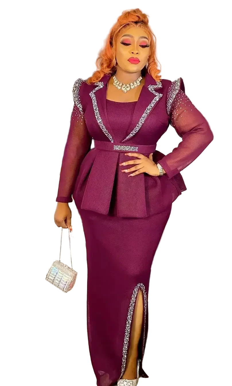 African Plus Size Long Evening Dress for Wedding Party