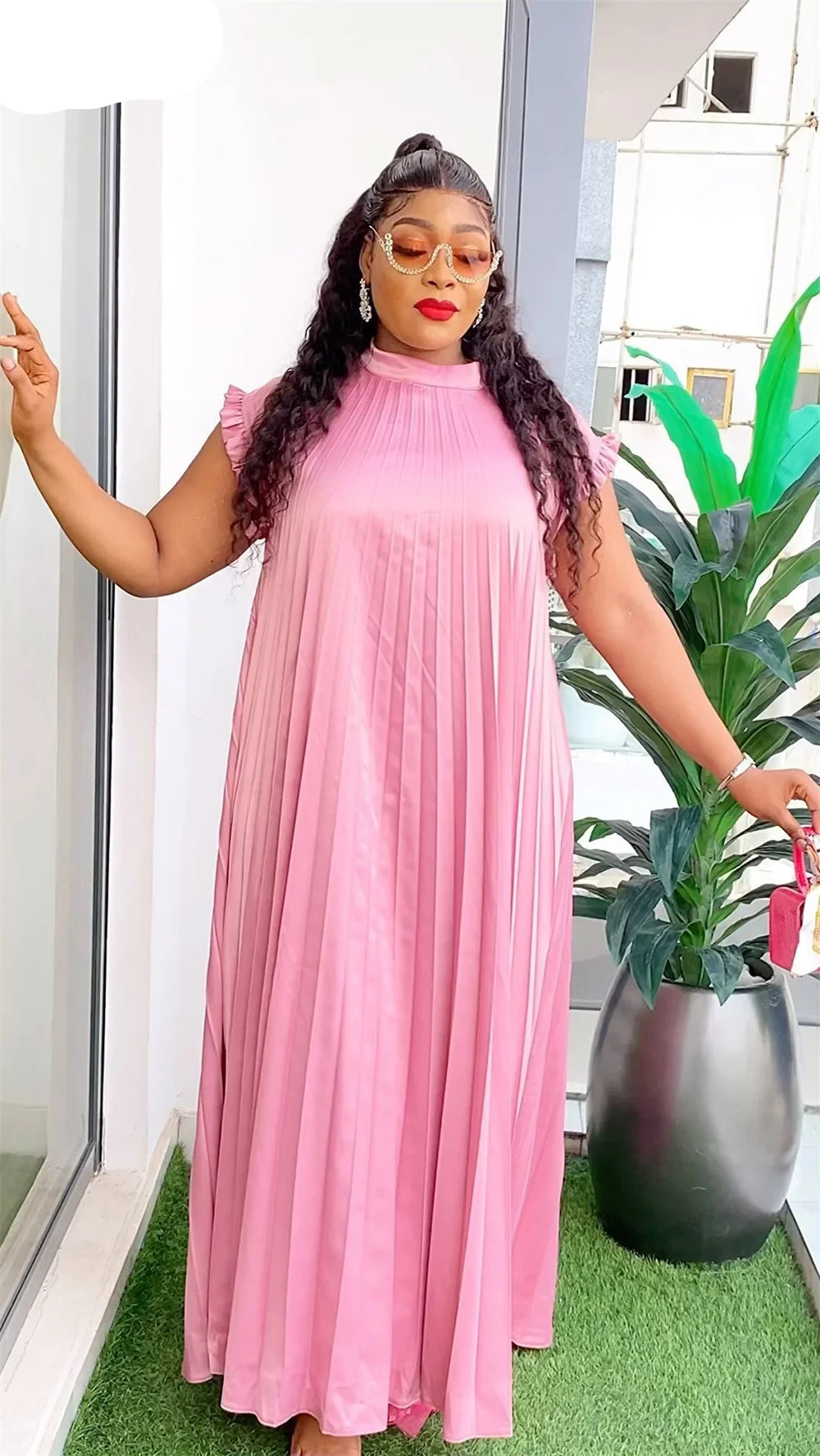 Pleated Abaya African Dresses for Women