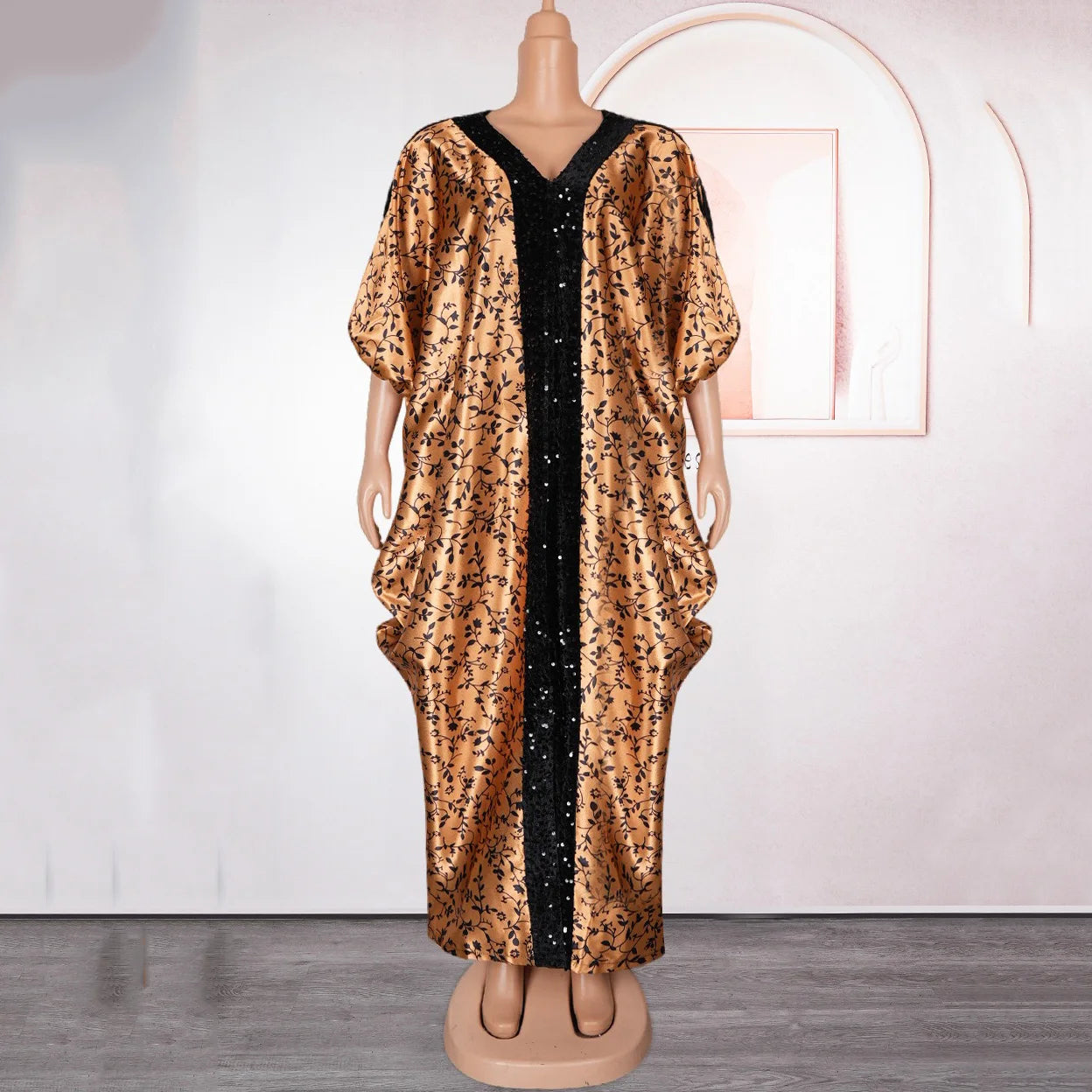 Elegant Muslim Sequin Maxi Dress