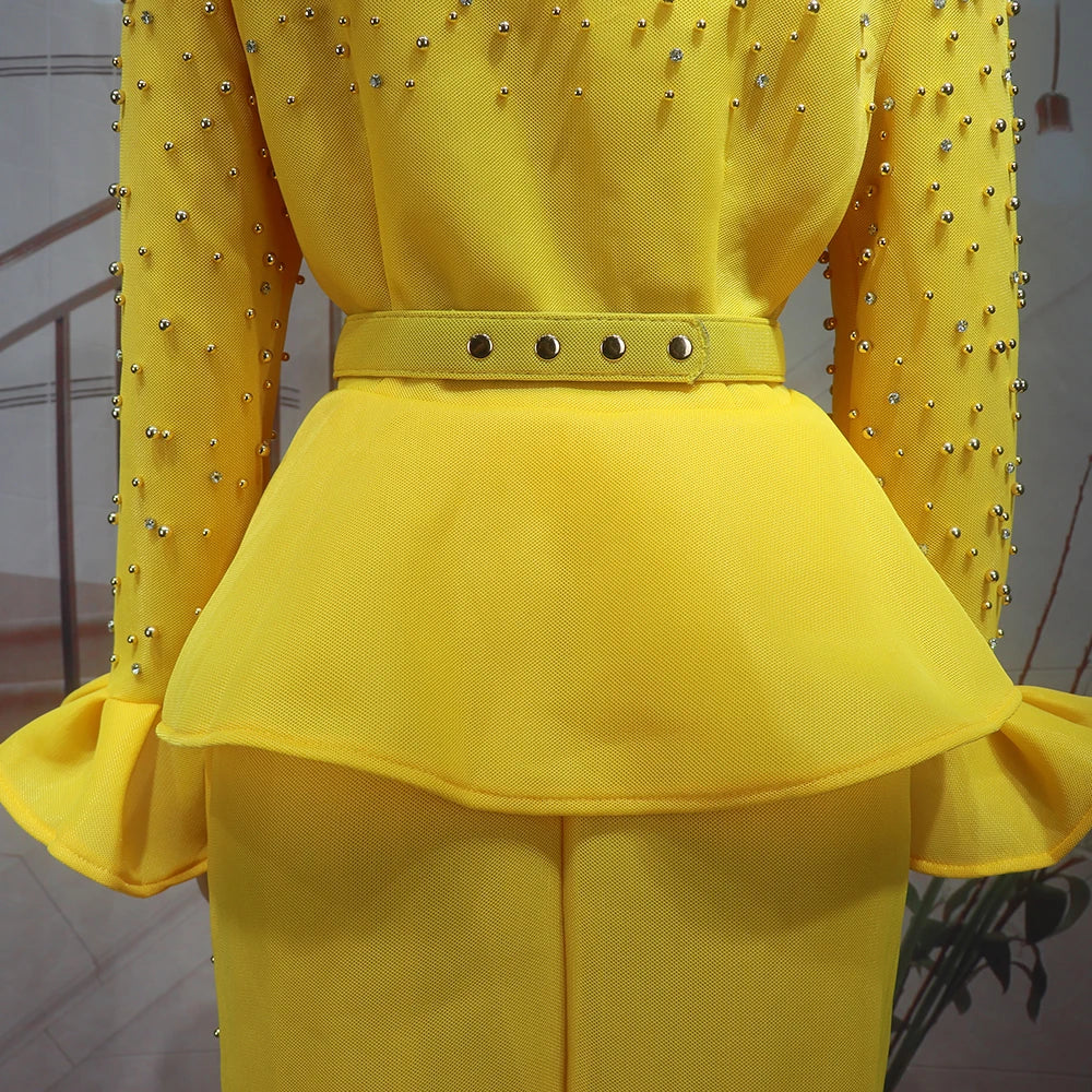 Luxury Rhinestone Mesh Dress Suit for Women