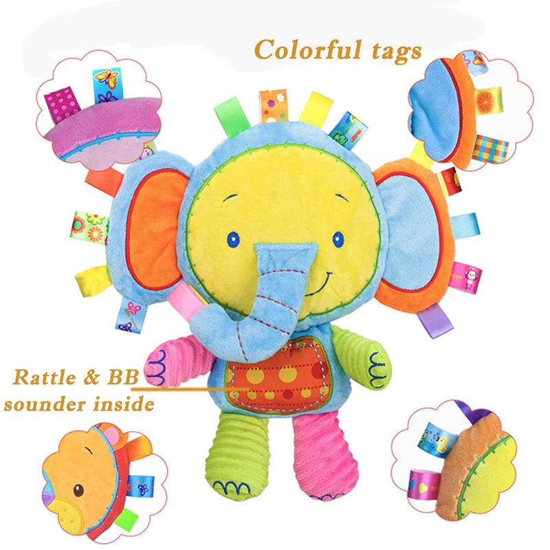 Elephant Plush Lovey Rattle Toy