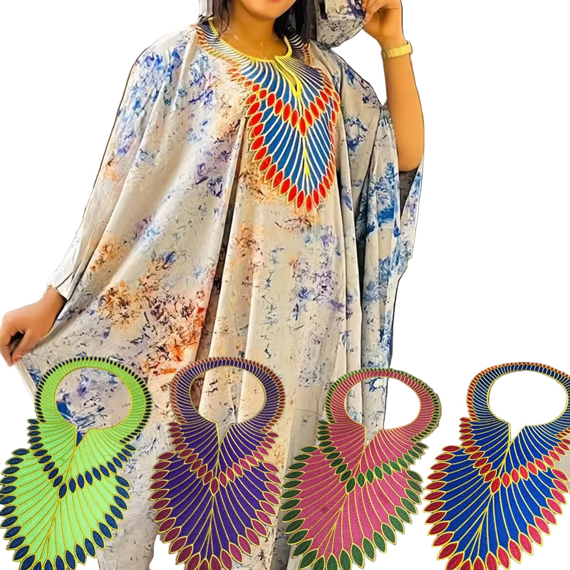 African Embroidery Lace Fabric Neckline Applique