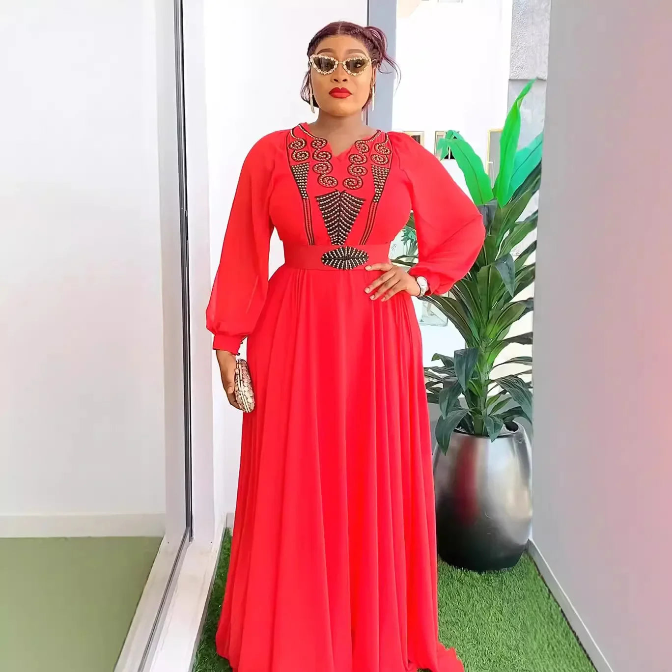 Lenis Elegant Chiffon Kaftan Dress