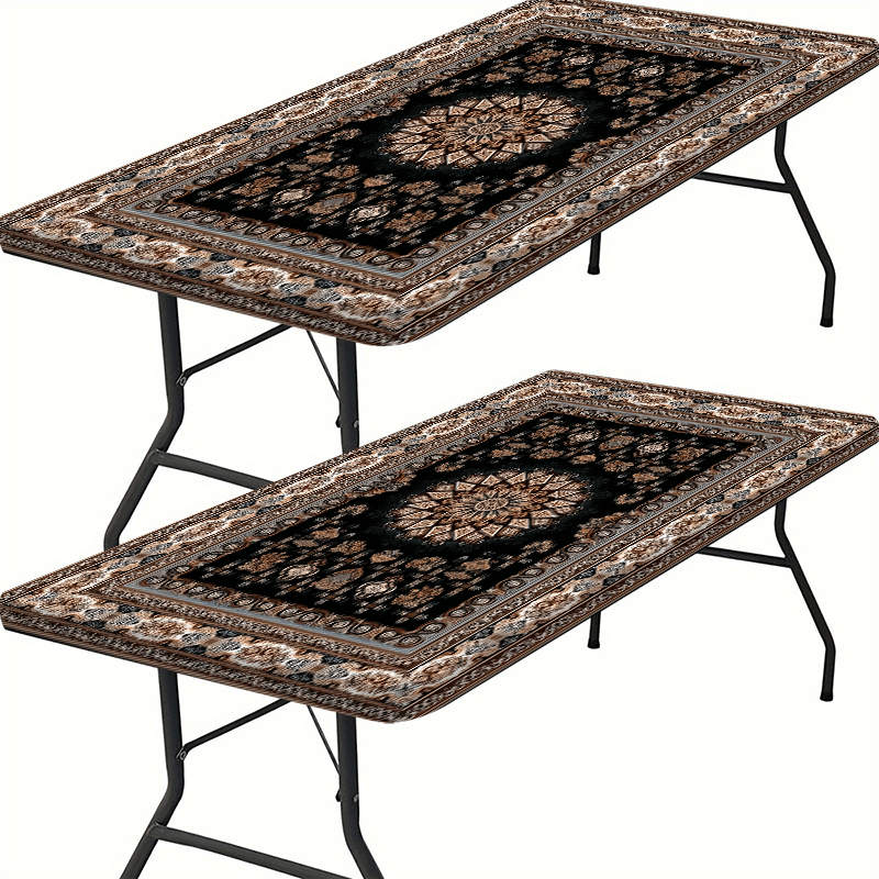 1pc, Elastic Edge Tablecloth, [Luxurious Design] European Pattern Tablecloth - High-end Home Decoration, Enhances the Aesthetics of the Dining Table, Outdoor Set, Picnic Accessories, Can be Used Indoors and Outdoors.