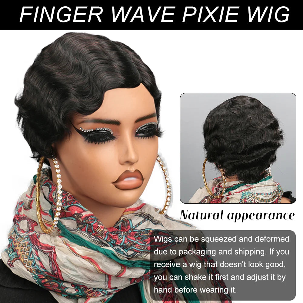 Short Finger Wave Wig for Women