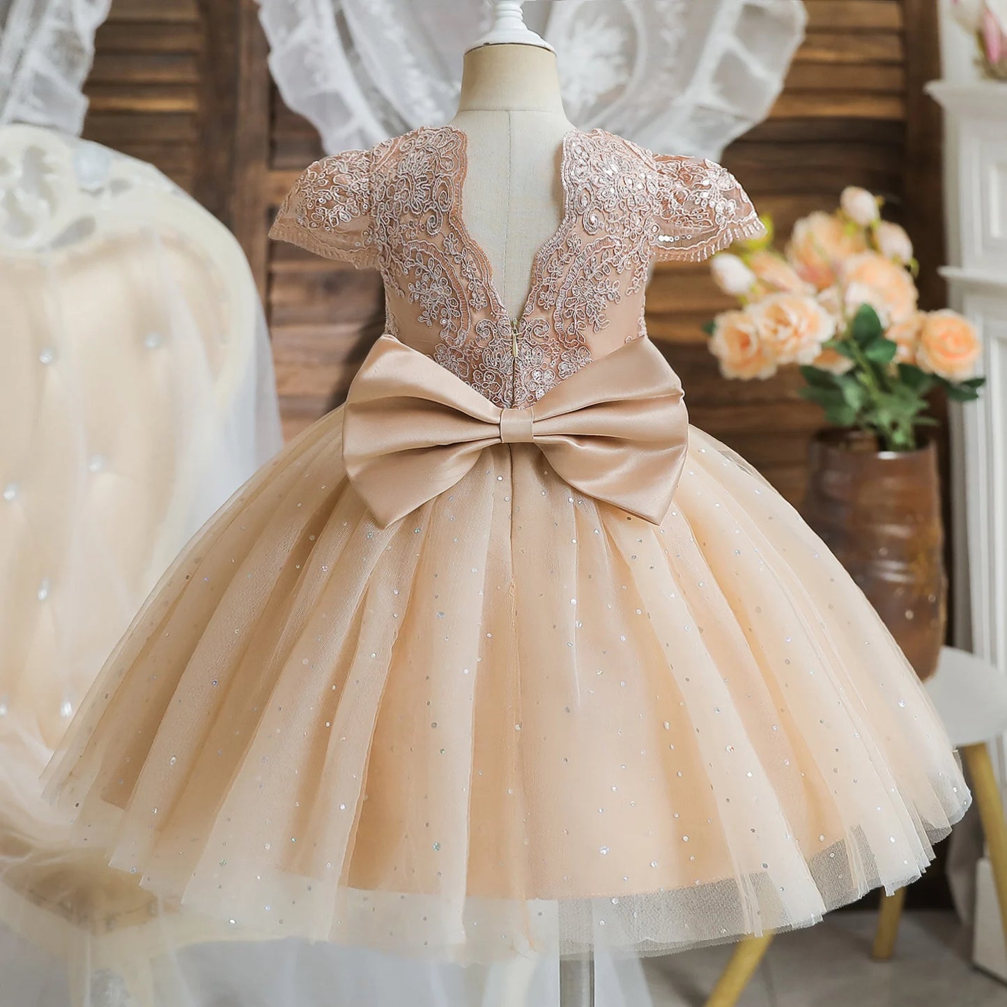 Girls Lace Tulle Dress for birthday & Wedding