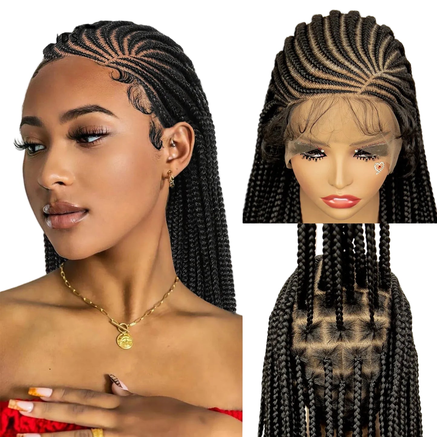 Full Lace Cornrow Braided Wigs for Black Women