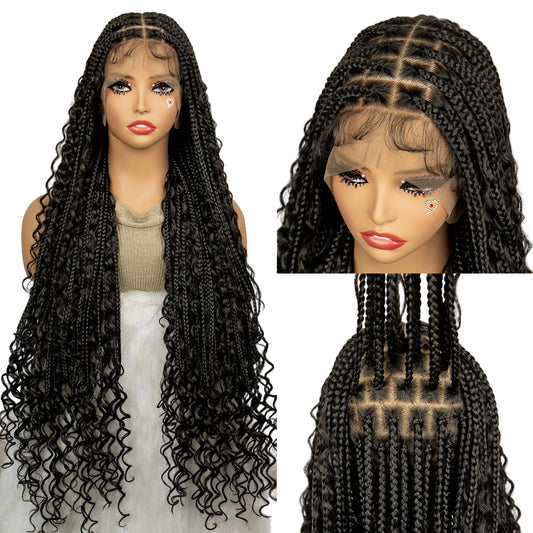 Long 36" Knotless Box Braided Wig with Curls