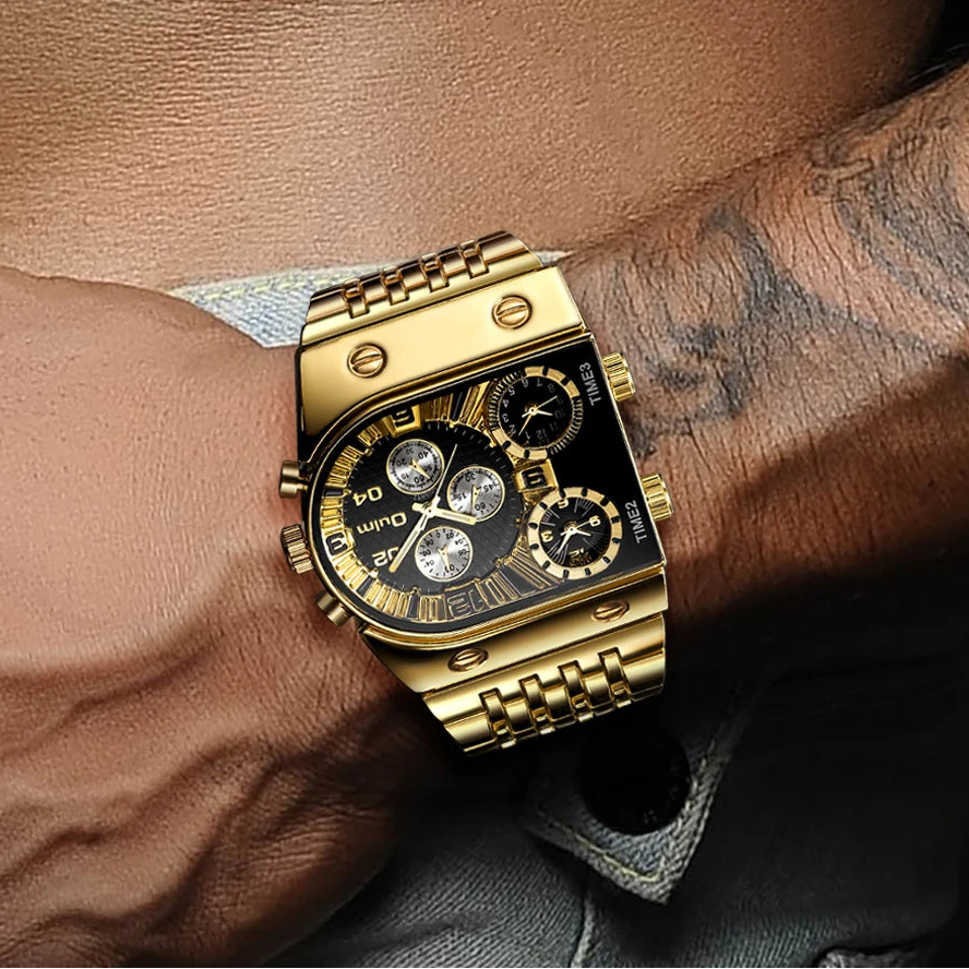 Men's Square Gold Quartz Watch