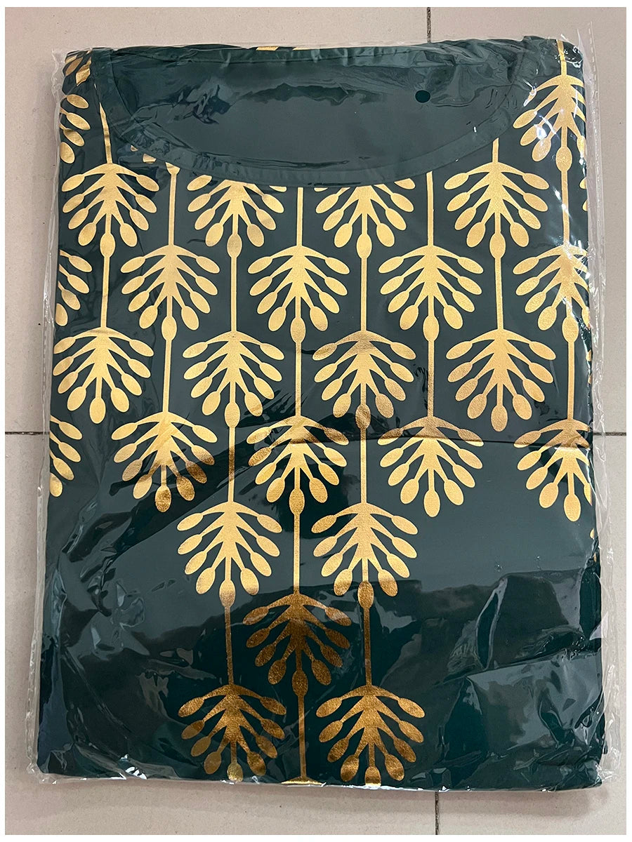 Women Dubai Print Caftan Dress with Headscarf