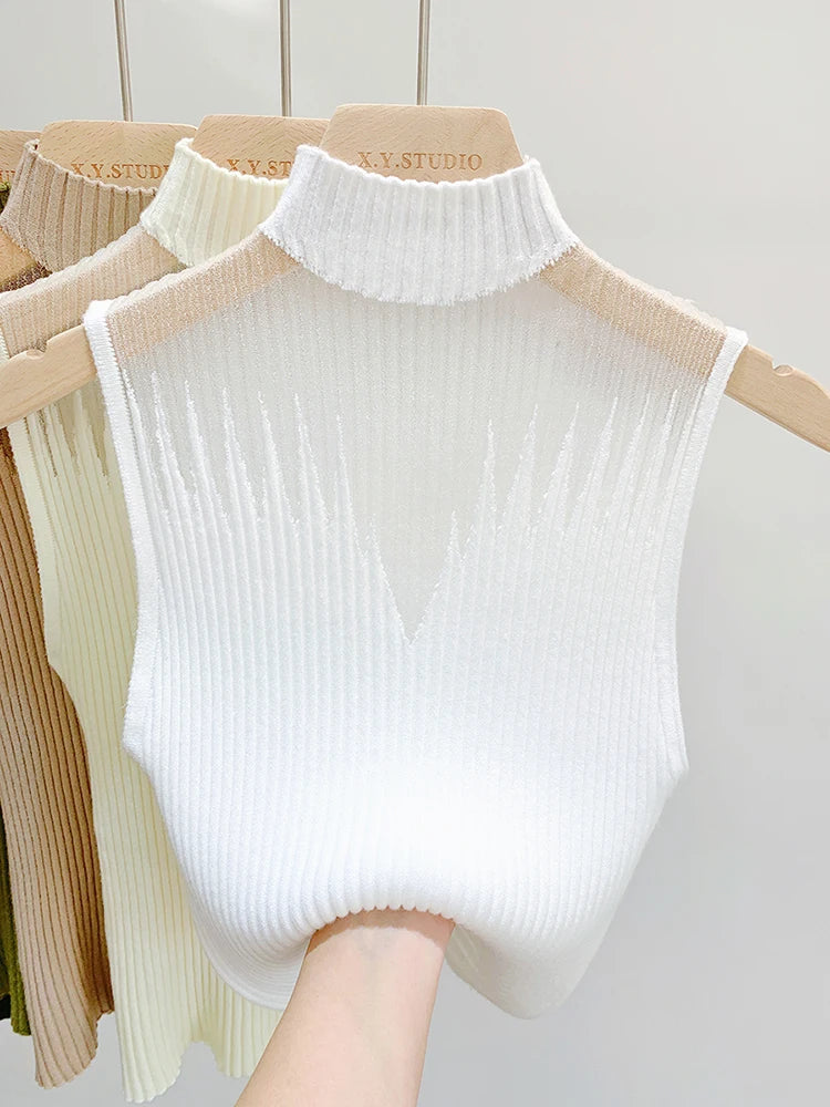 Mesh Knitted Y2K Tank Top for Women