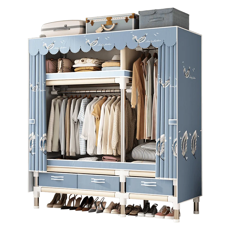 Stainless Steel Wardrobe Closet with Dustproof Cover