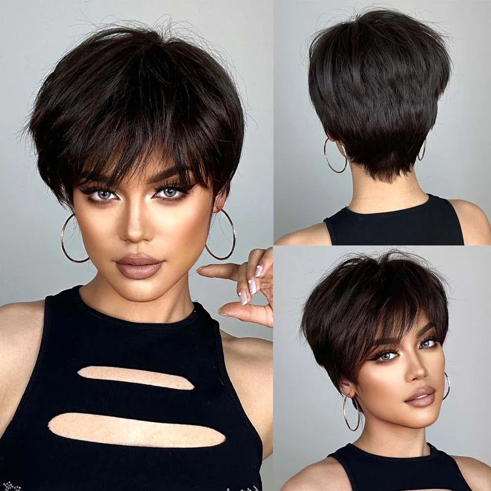 Short Layered Synthetic Hair with Fluffy Bangs