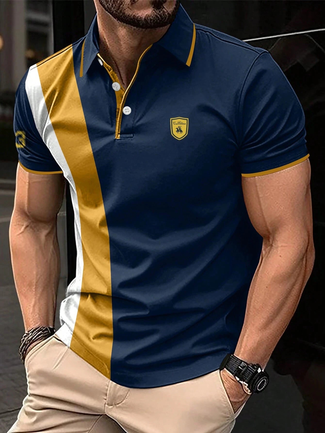 Men's High-Quality Color block Polo Shirt