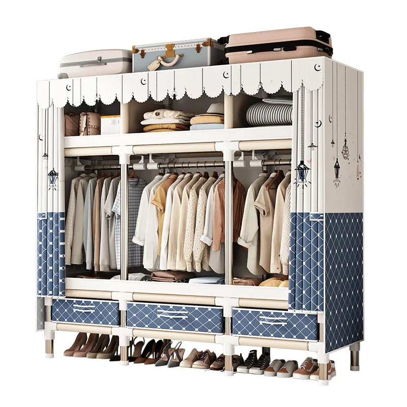 Stainless Steel Wardrobe Closet with Dustproof Cover