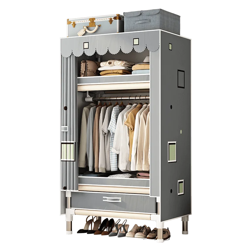 Stainless Steel Wardrobe Closet with Dustproof Cover