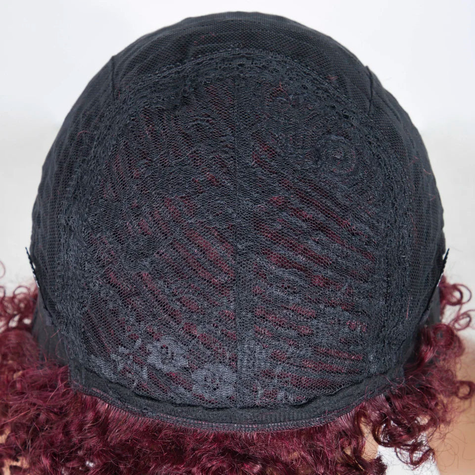 Burgundy Short Pixie Cut Afro Kinky Curly Bob Wig