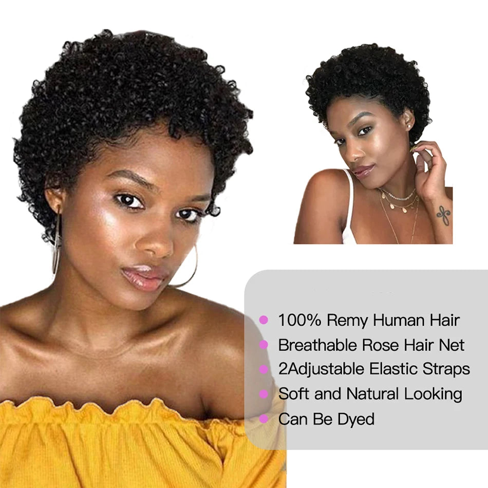 Kinky Curly Short Wigs for Black Women