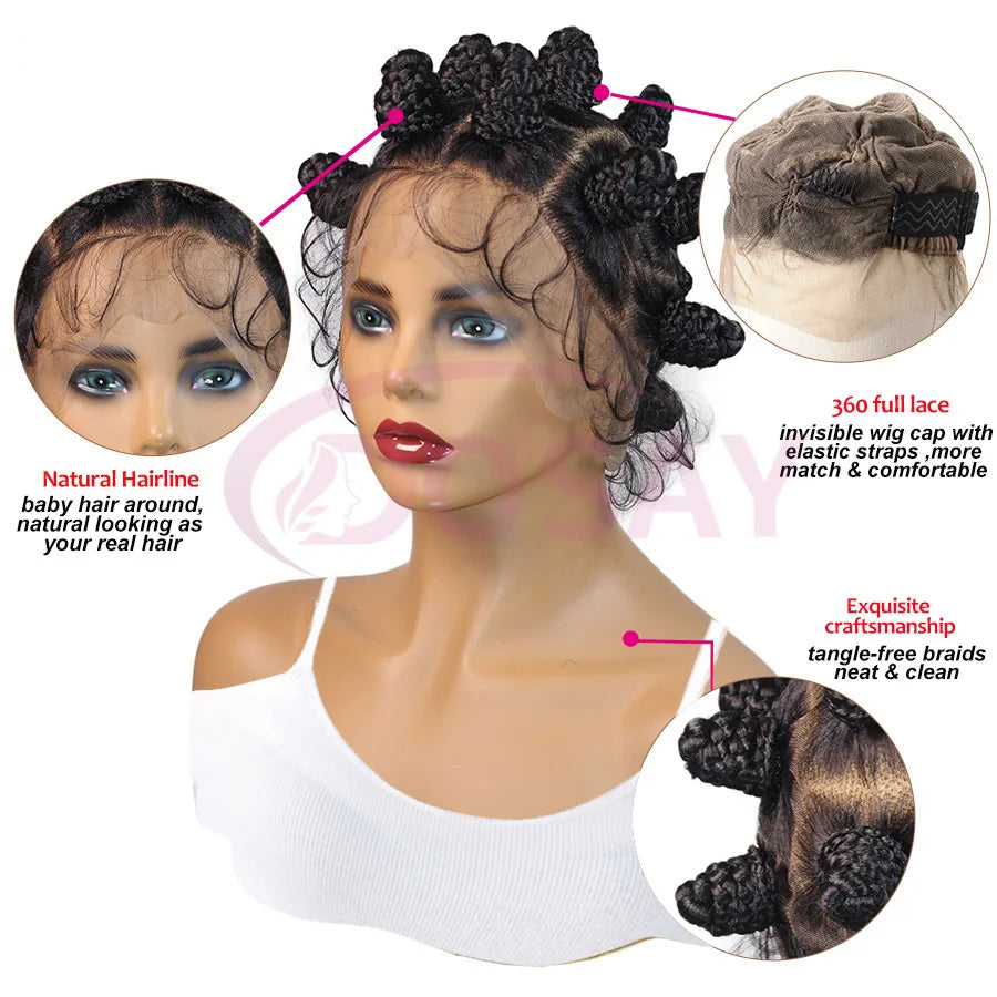 Bantu Knots Braided Full Lace Wig