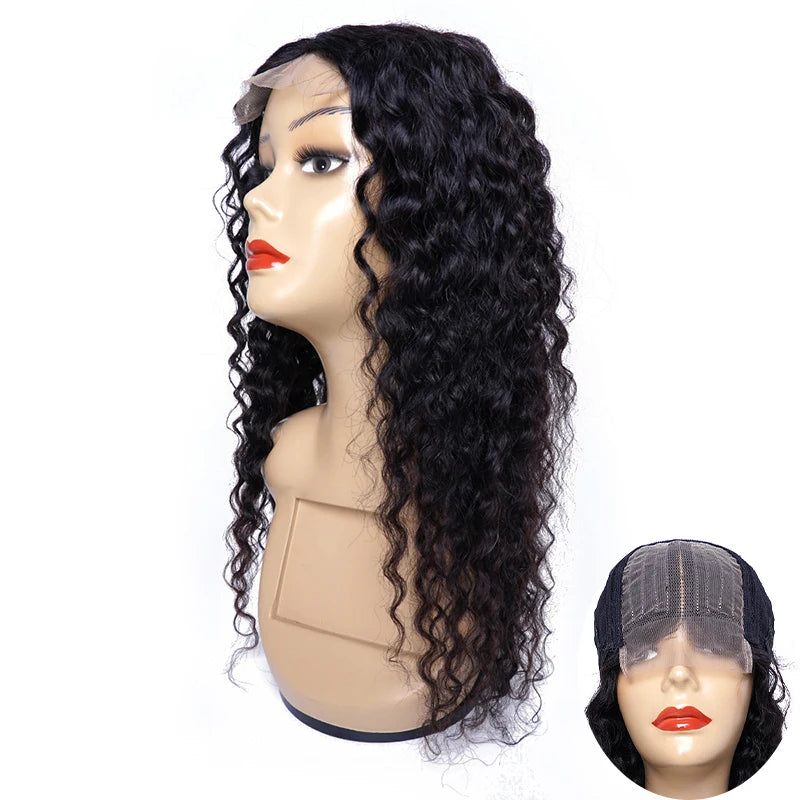Lace T-Type Middle Part Wavy Human Hair Wig