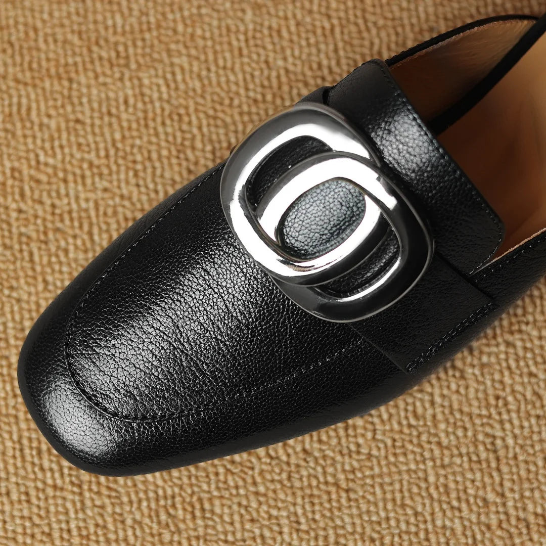 Women’s Plus Size Leather Square Toe Slip-On Mules (34-41)