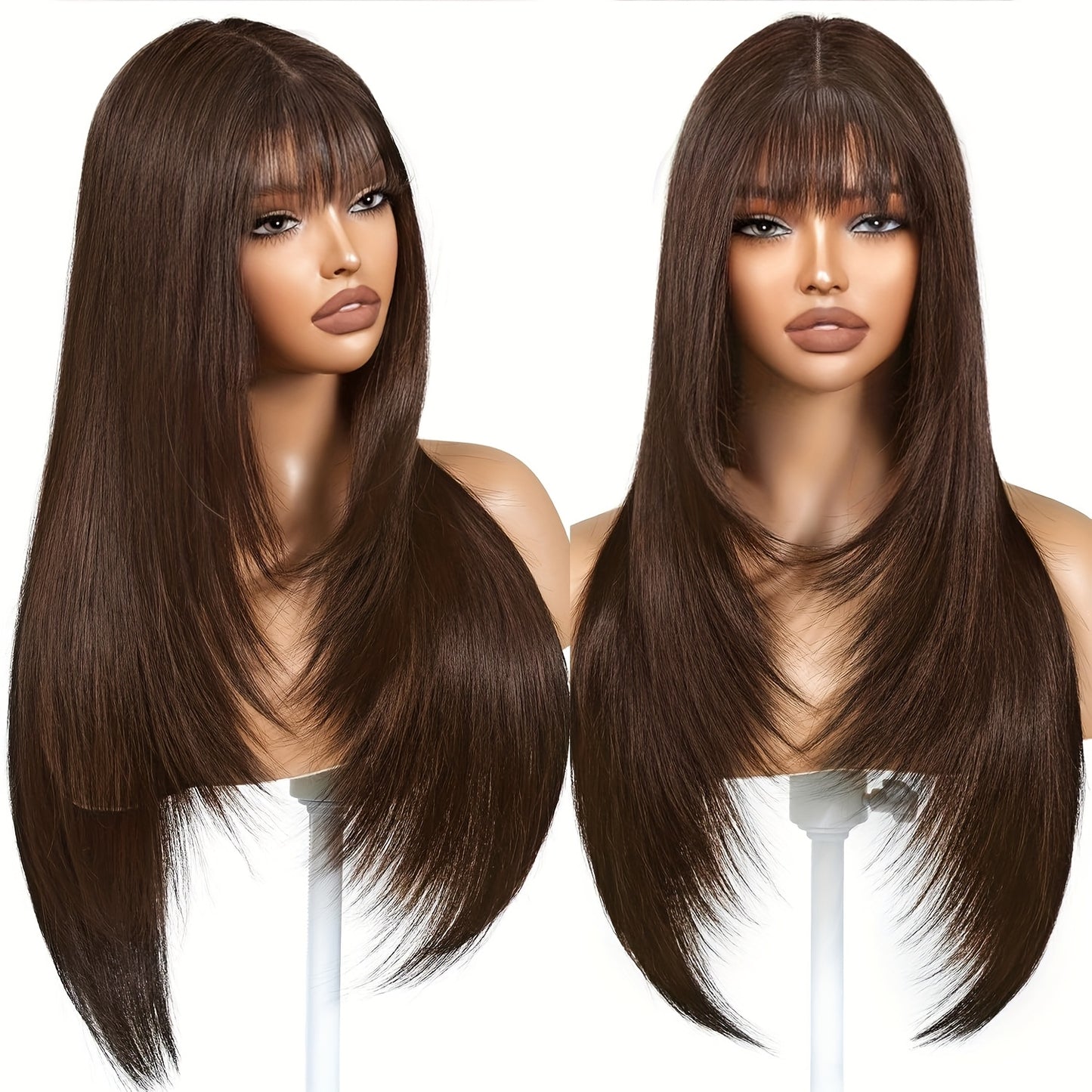 CIVRIE 26"Glueless Wig with Curtain Bangs