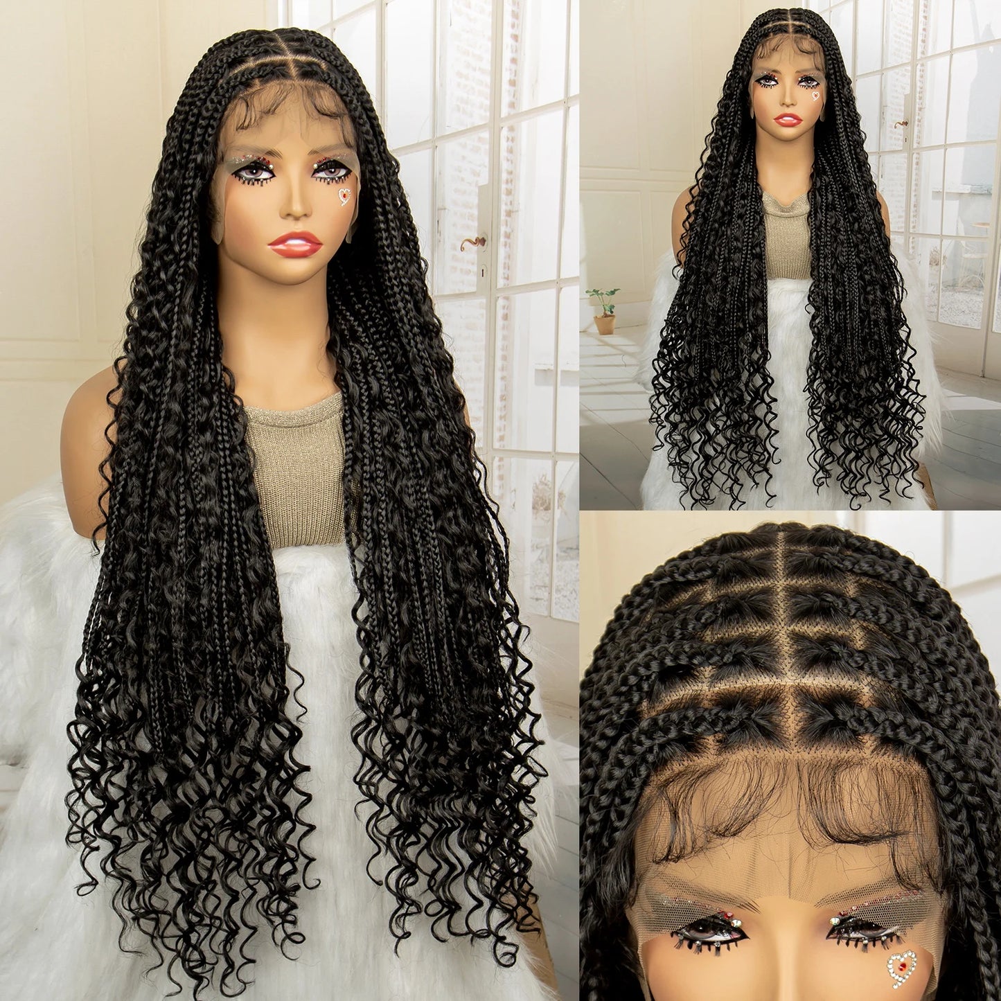 Long 36" Knotless Box Braided Wig with Curls