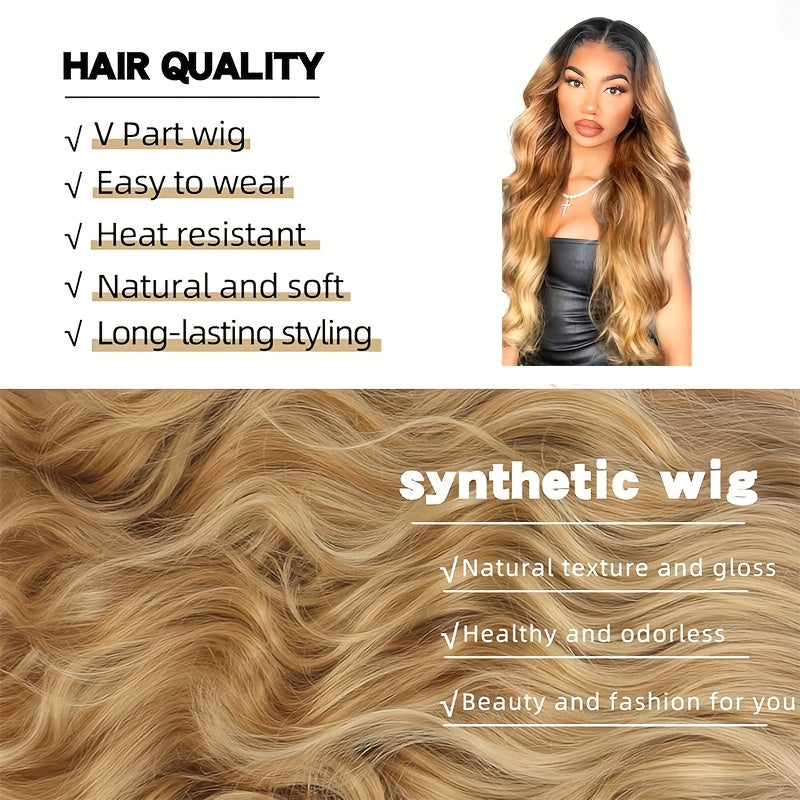 Dark Brown to Blonde Gradient Body Wave Wig