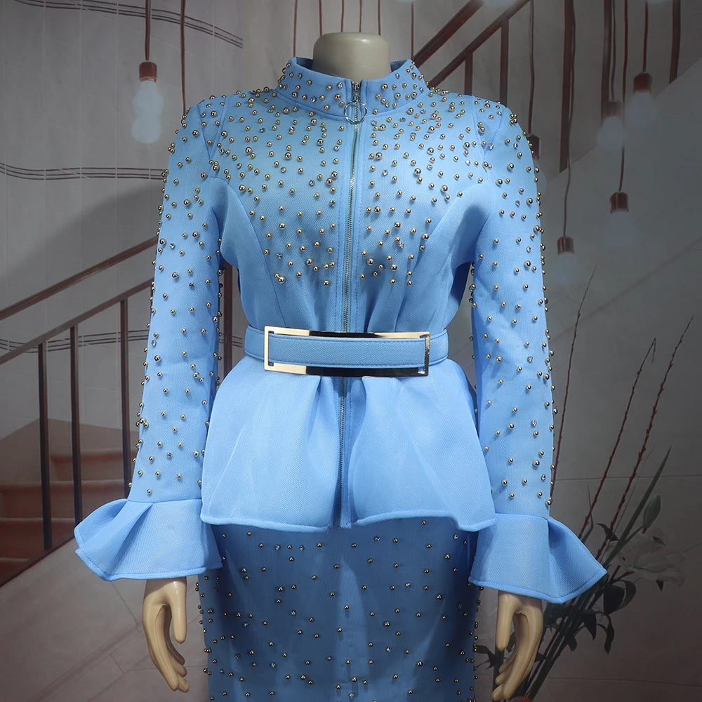 Luxury Rhinestone Mesh Dress Suit for Women