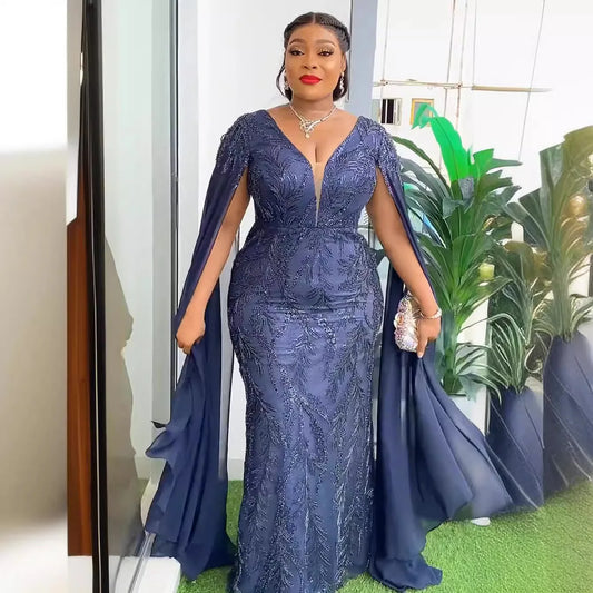 Lenis Elegant V-neck Sequin Long Maxi Dress