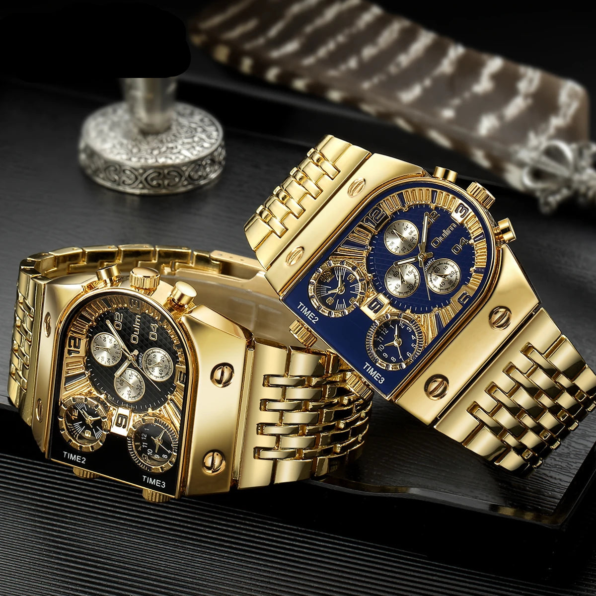 Men's Square Gold Quartz Watch