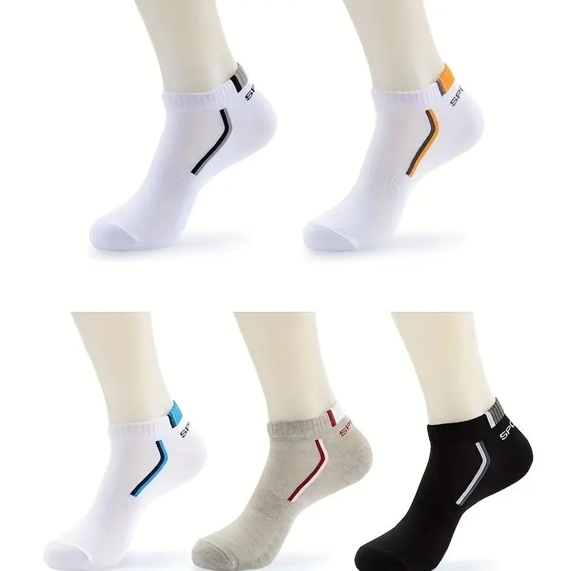 Men’s Striped Sports Ankle Socks (5 Pairs)