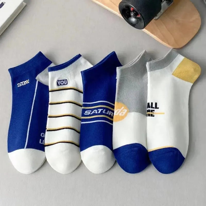Men’s Striped Sports Ankle Socks (5 Pairs)