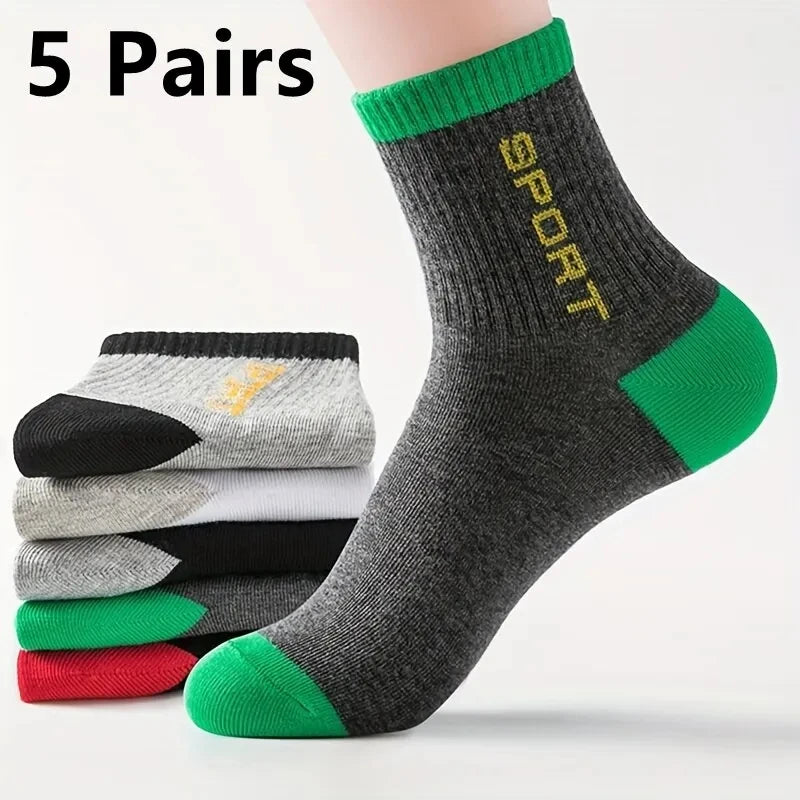 Men’s Striped Sports Ankle Socks (5 Pairs)