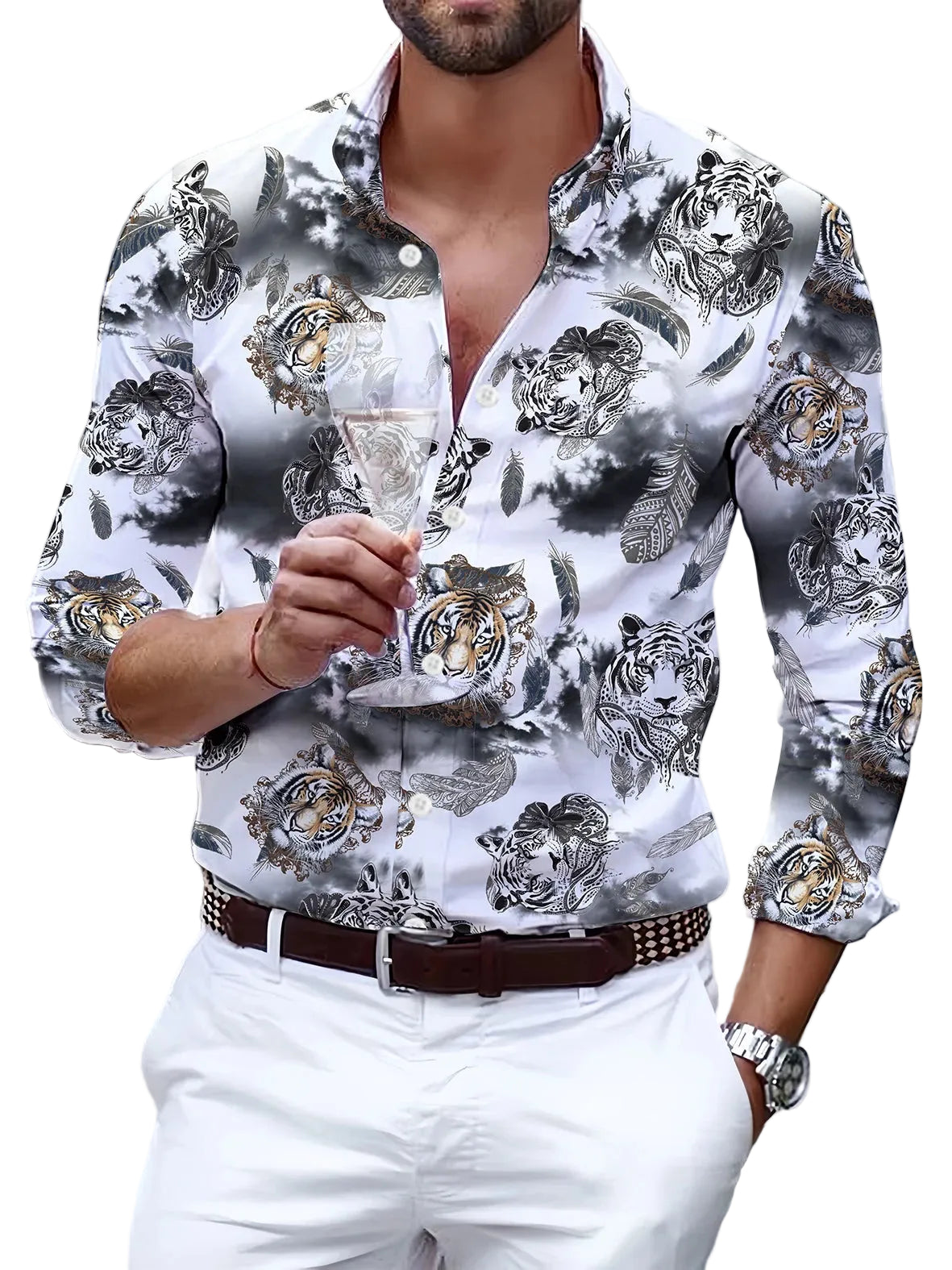 Men’s Long Sleeve Hawaiian Polo Shirt