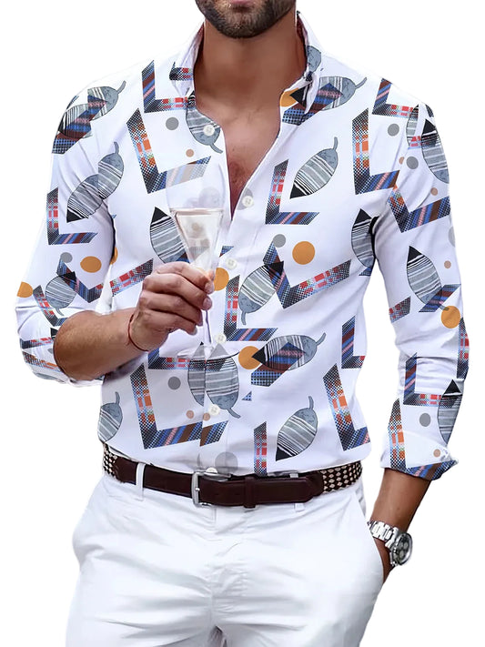 Men’s Long Sleeve Hawaiian Polo Shirt