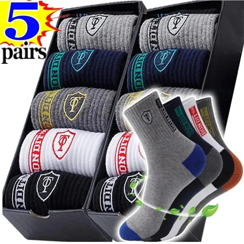 Men’s Striped Sports Ankle Socks (5 Pairs)