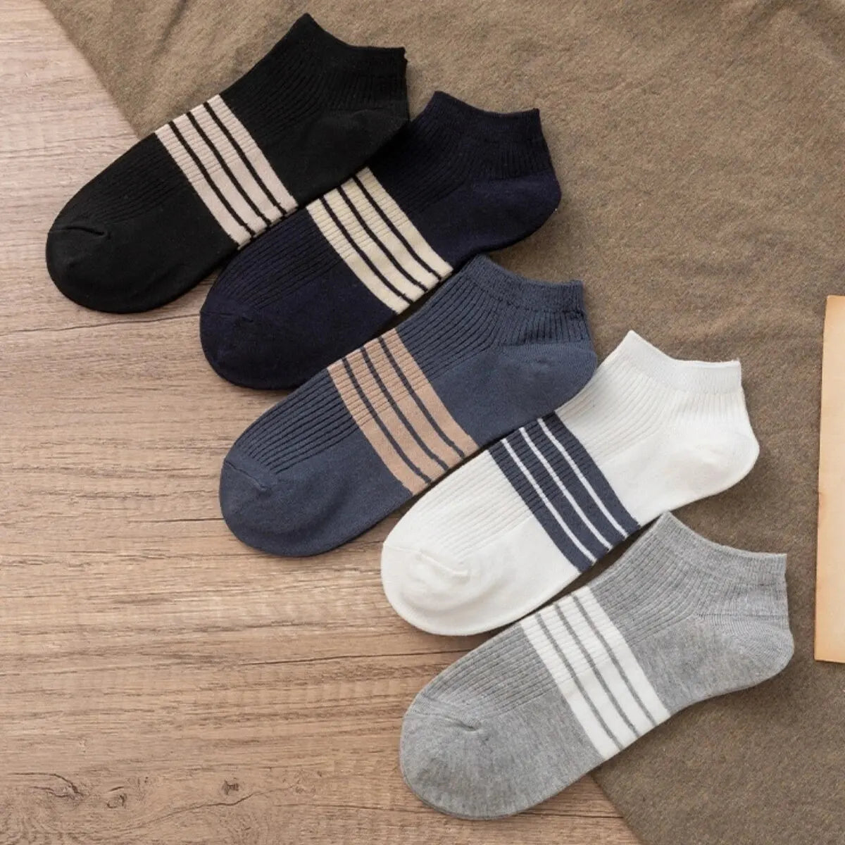 Men’s Striped Sports Ankle Socks (5 Pairs)