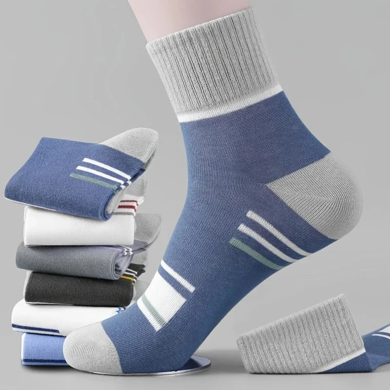 Men’s Striped Sports Ankle Socks (5 Pairs)