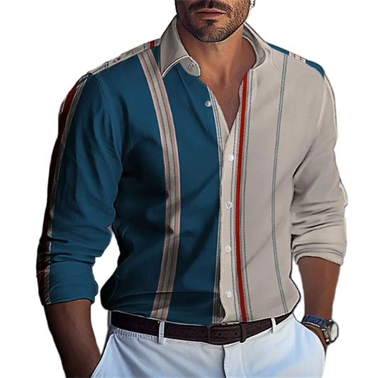 Men’s 3D Striped Long Sleeve Shirt