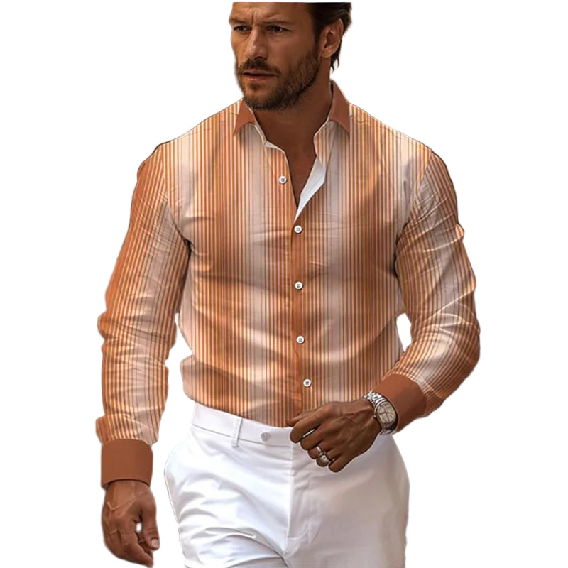 Men’s 3D Striped Long Sleeve Shirt