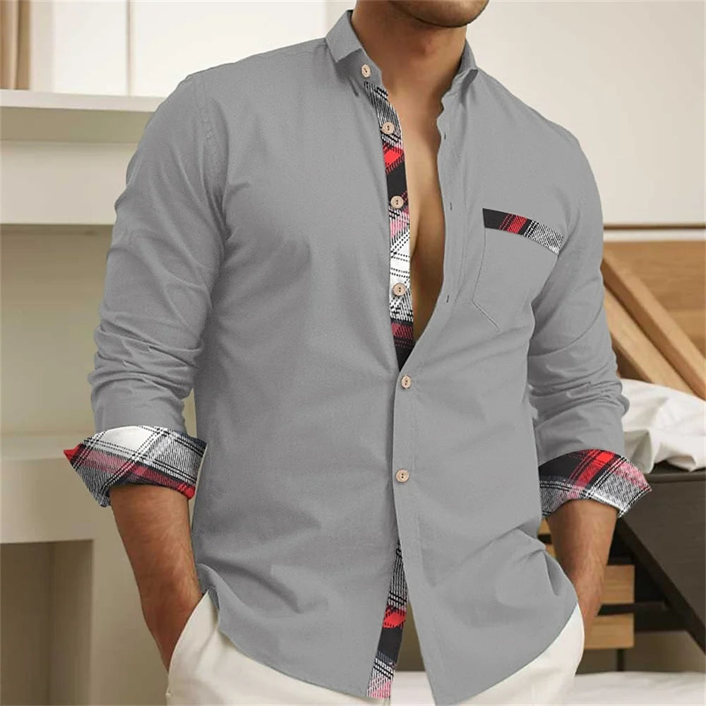 Men's Fashion Long Sleeve Lapel Shirt