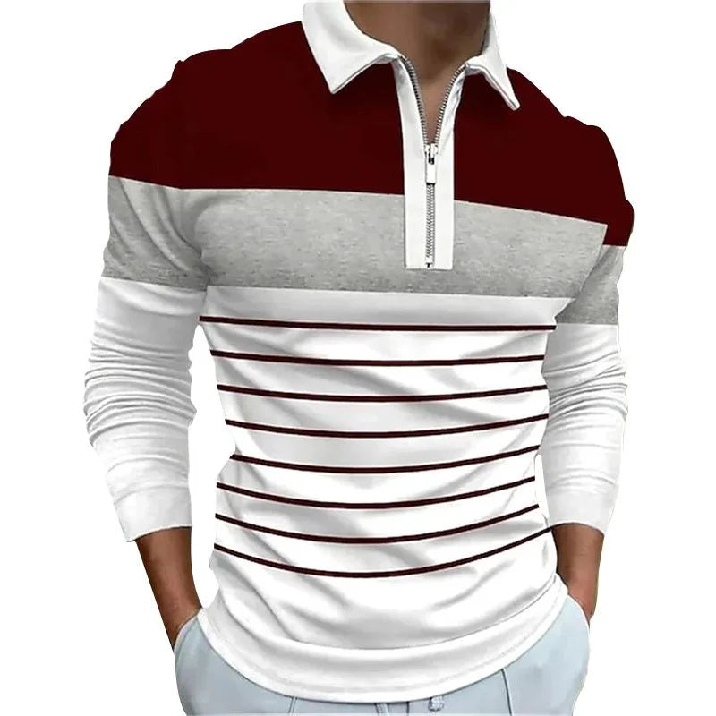 Men's Long Sleeve Polo Shirt Casual Tee Top