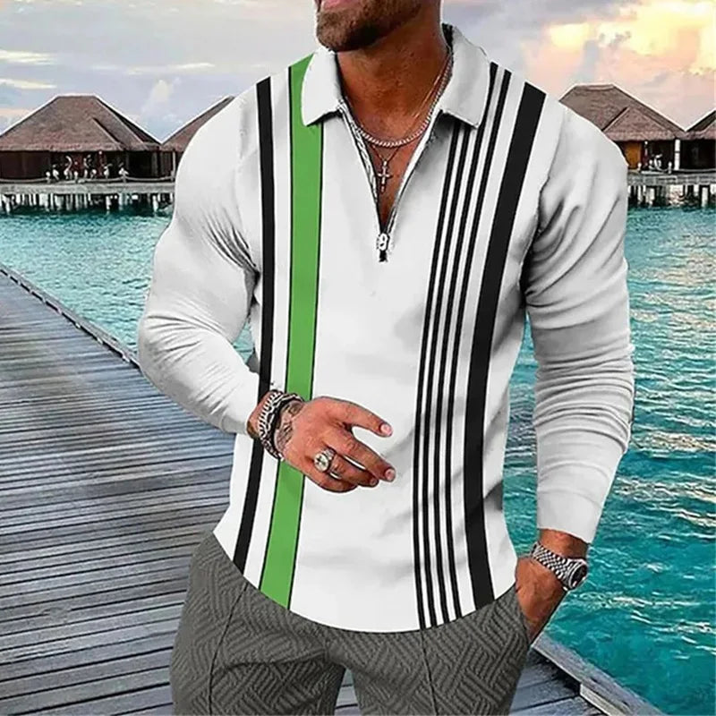Men's Long Sleeve Polo Shirt Casual Tee Top