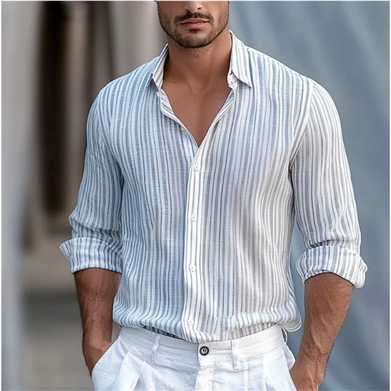 Men’s 3D Striped Long Sleeve Shirt