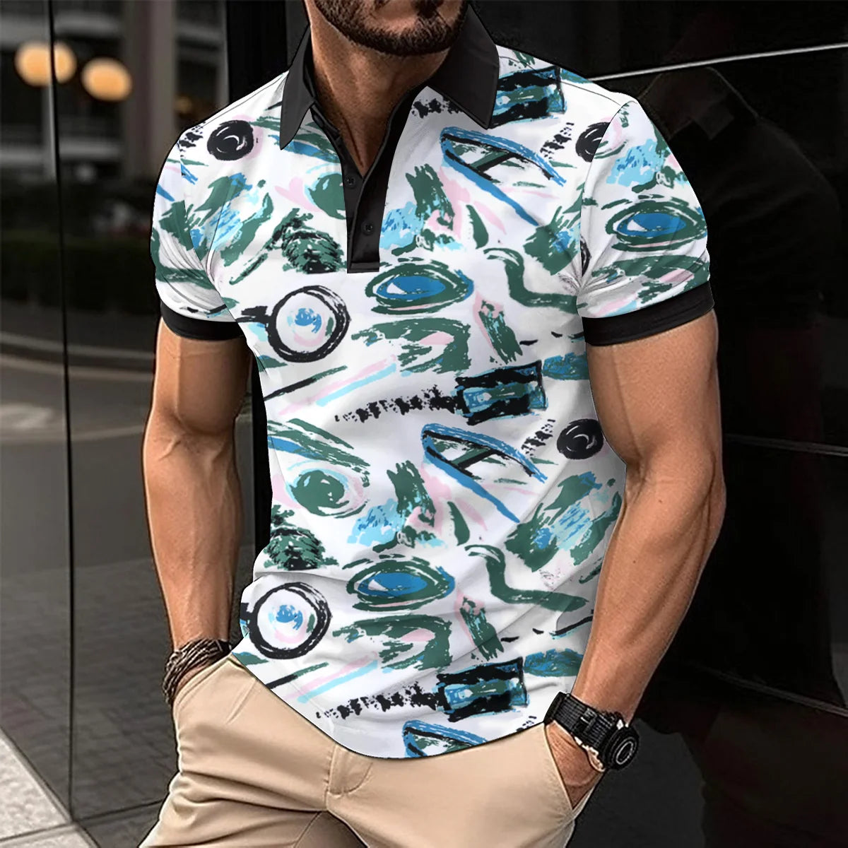 Men’s Summer Casual Short-Sleeve Polo Shirt