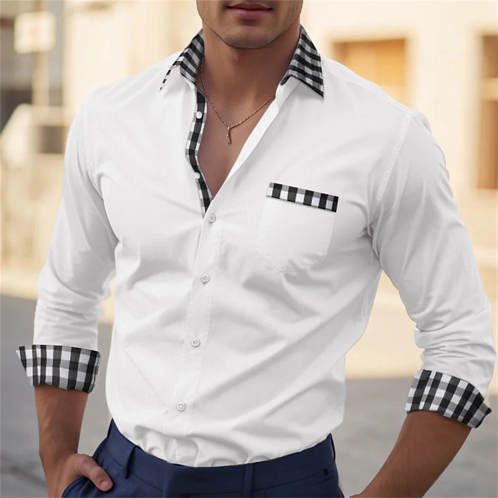 Men's Fashion Long Sleeve Lapel Shirt