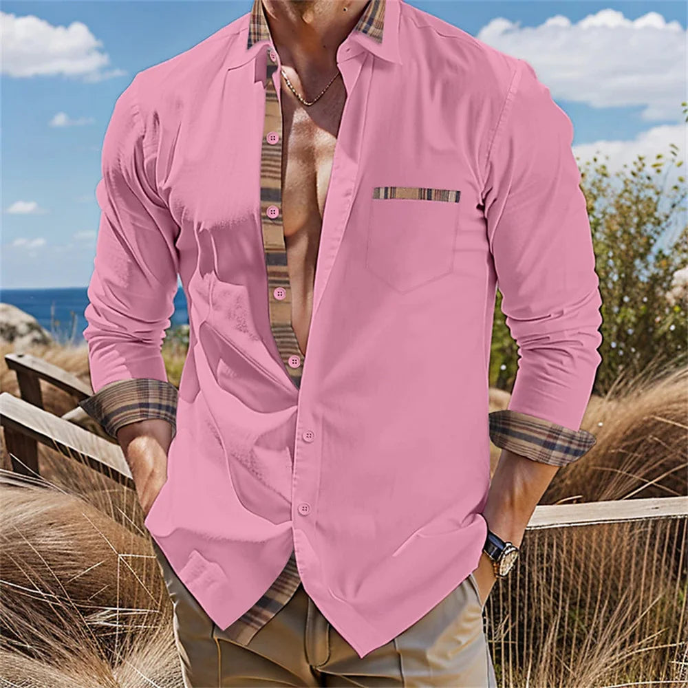 Men's Fashion Long Sleeve Lapel Shirt