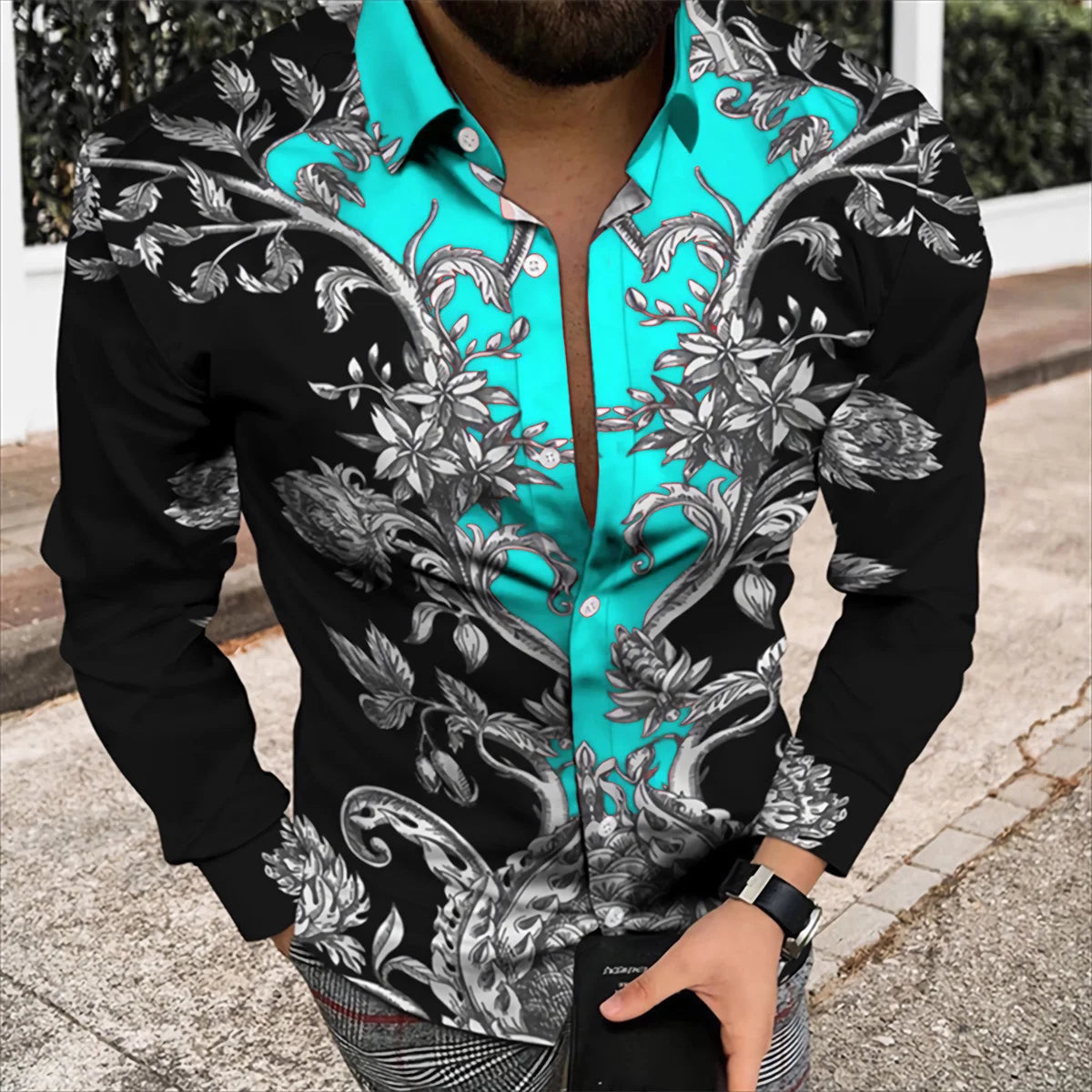 Men’s Spring/Summer Luxury Printed Long Sleeve Shirt